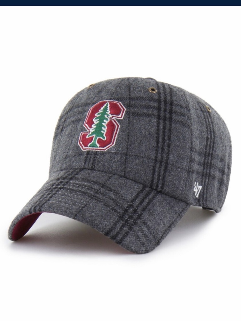 '47 Cleanup Stanford Cardinal Gray Plaid Adjustable Hat